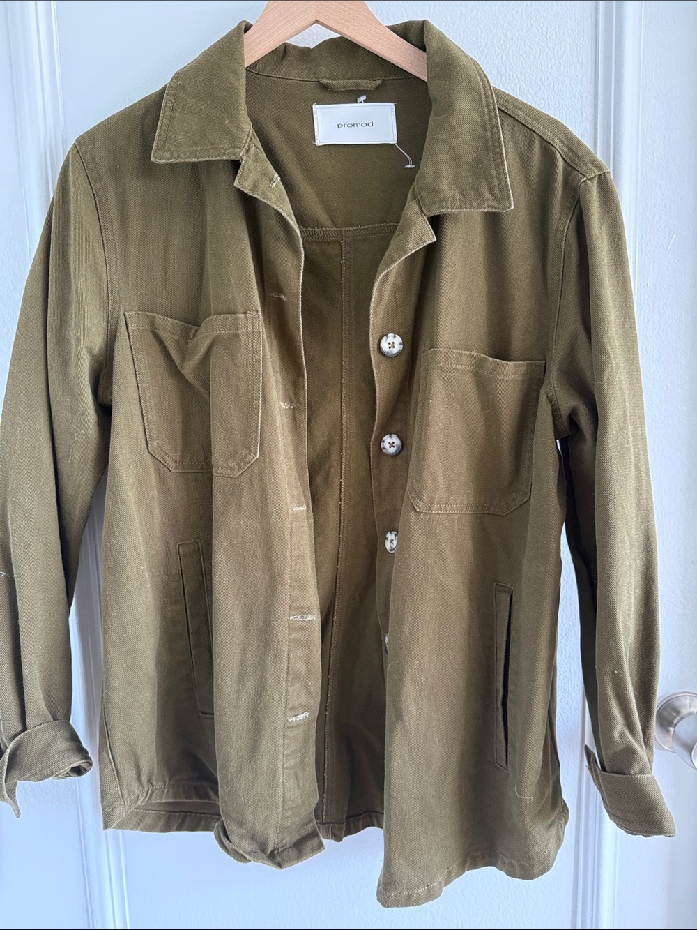 Promod Olive Utility Jacket with Patch Pockets